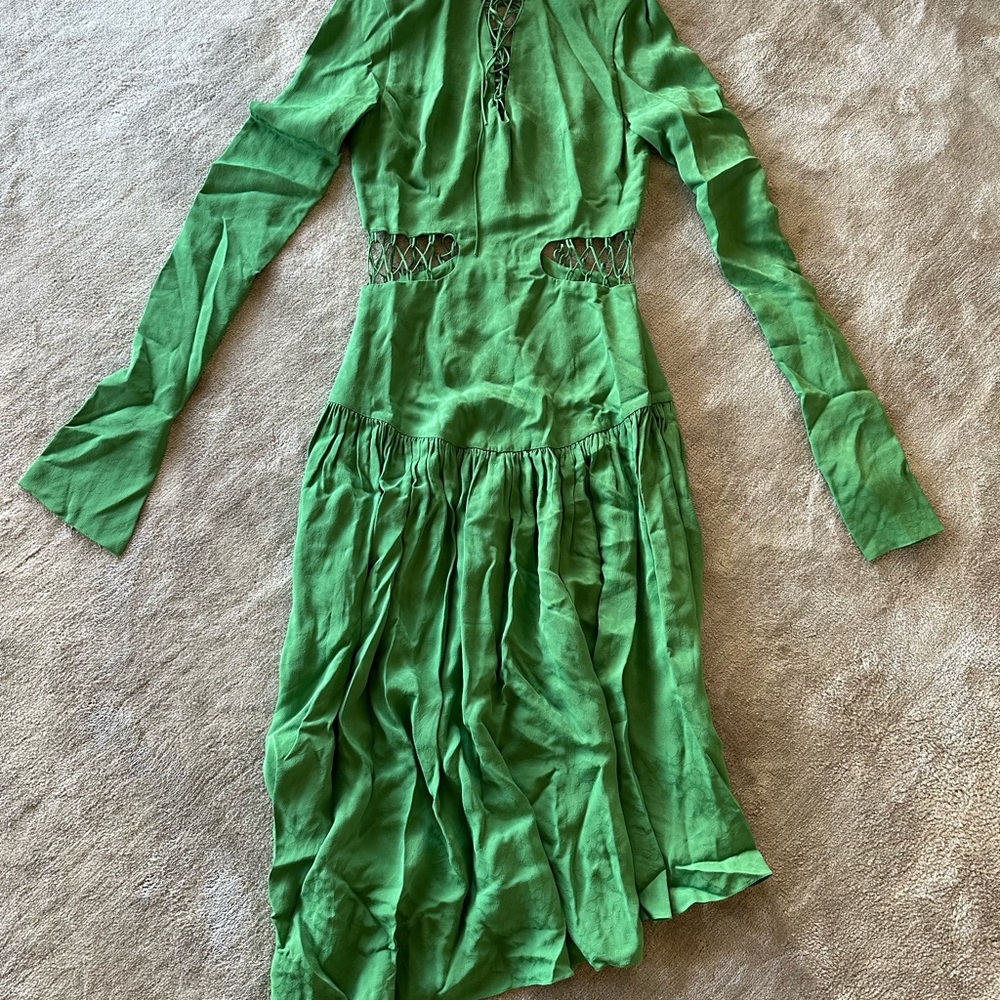 Brand New Never Worn! Lace Up Dress in Green - Picture 5 of 8